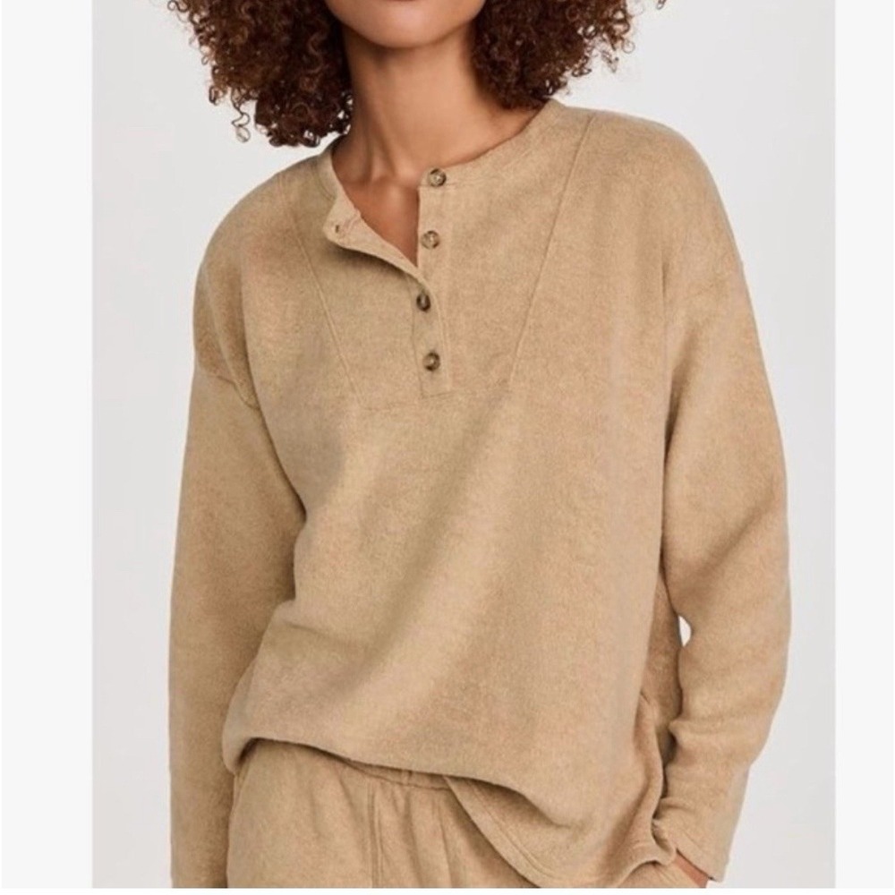 Madewell MWL Cozybrushed Vincent Henley Top Small Brown‎ Cozy Camel